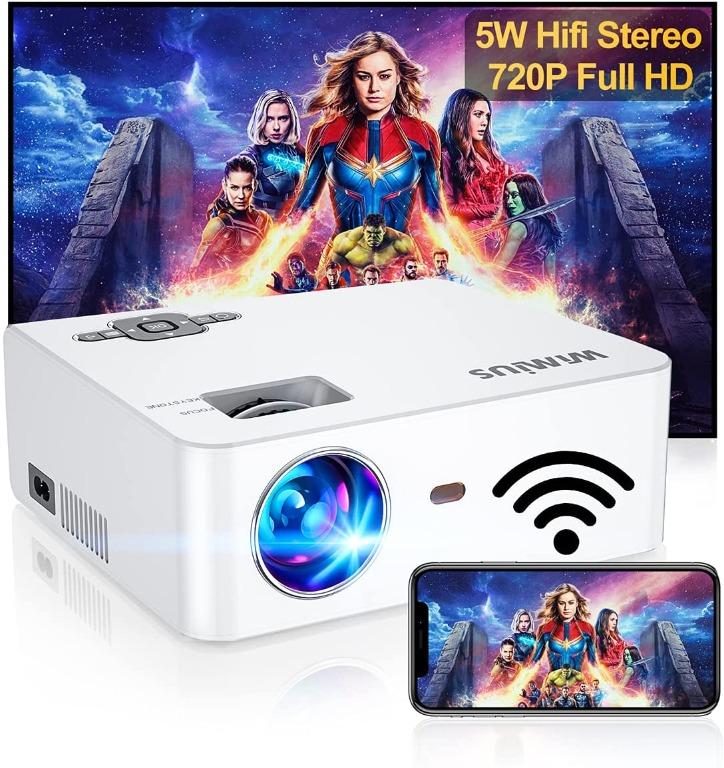 Presentation PPT 7000Lumen Full HD 1920x1080 Support 4K 200LCD Wireless Home CinemaProjector with Zoom Native 1080P LED Projector with Bluetooth WiFi Built-in Hi-Fi Speaker for Home Movie Outdoor