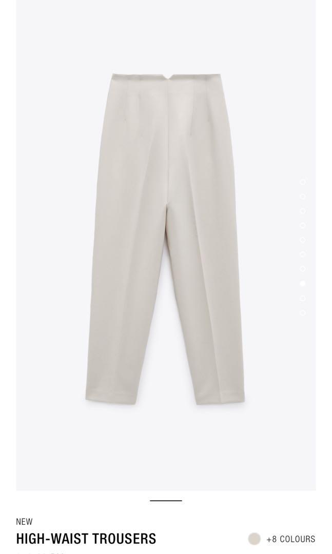 Zara High Waist Trousers Oyster White XL, Women's Fashion, Bottoms