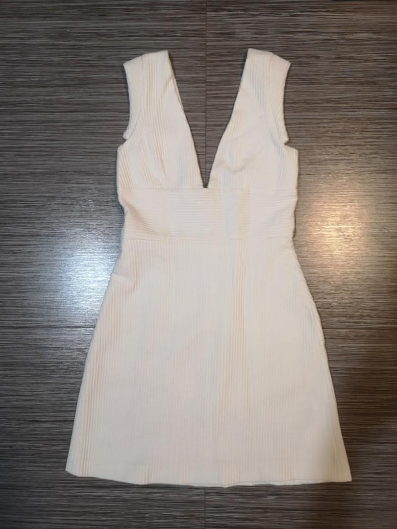 White Textured Ribbed Mini Dress XS ...