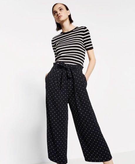 Zara black polka dot trousers hot sale