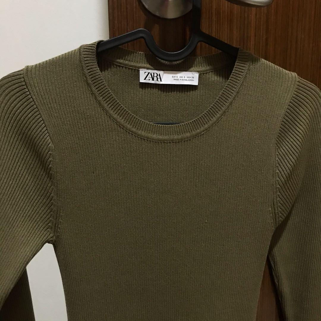 Zara ribbed knit midi long sleeve dress army green, Women's Fashion, Dresses & Sets, Jumpsuits on Carousell Zara ribbed knit midi long sleeve dress army green, Women's Fashion, Dresses & Sets, Jumpsuits on Carousell