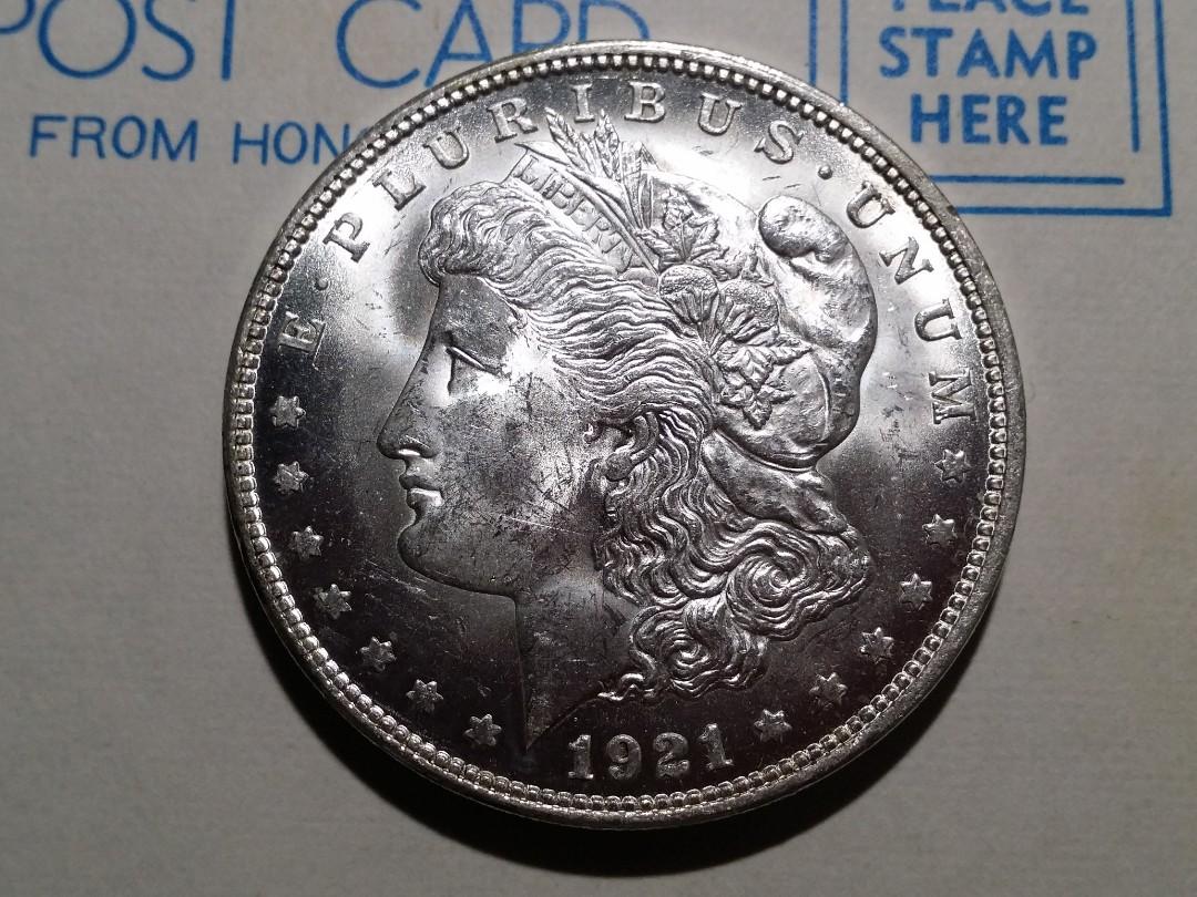 1921 美國摩根一元銀幣帶原光澤, 興趣及遊戲, 收藏品及紀念品, 錢幣- Carousell