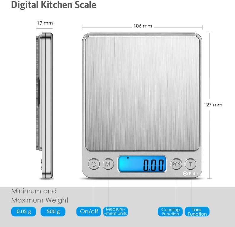 1pc Food Scale LCD Kitchen Scale with 6 Units and Tare Function