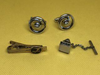 A Set of Vintage Cuff Links, Tie Clip and Tie Tack Lapel Pin