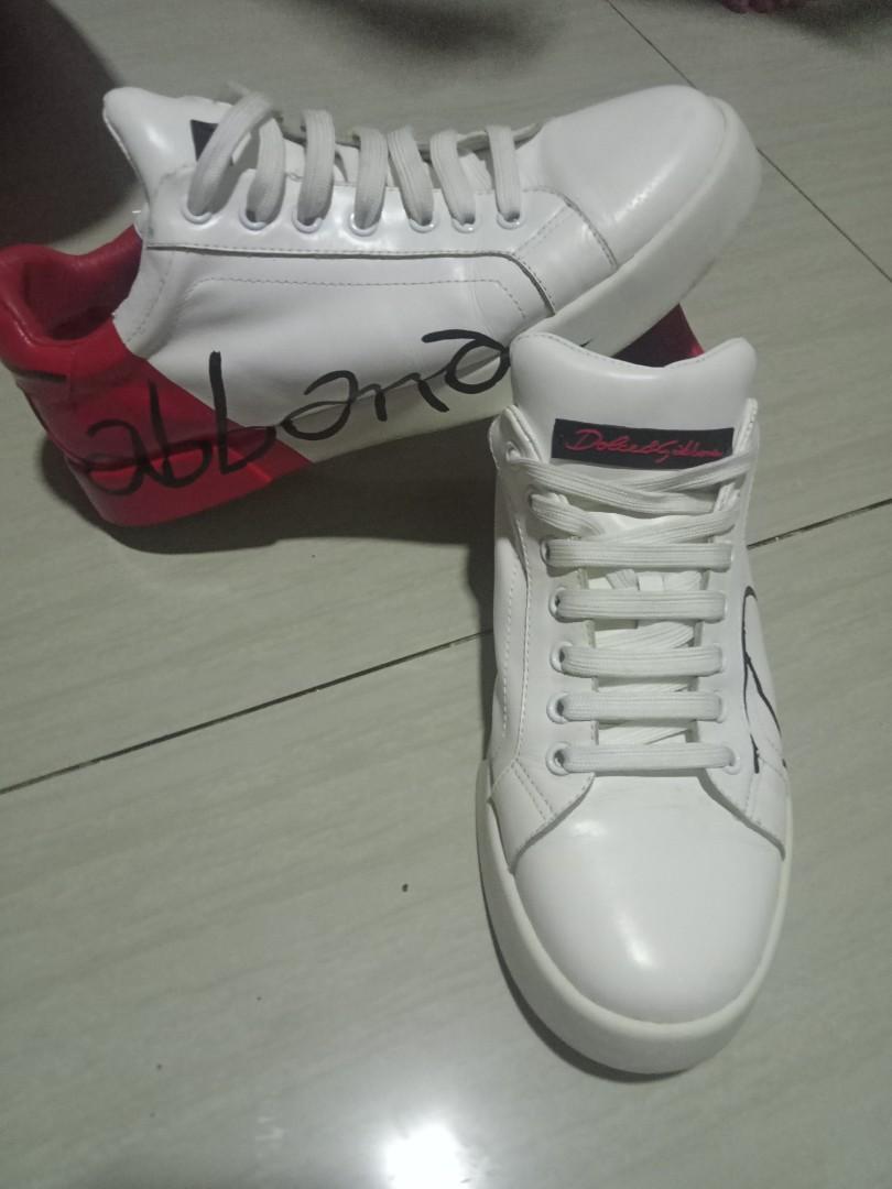AUTHENTIC DOLCE GABBANA RED WHITE SNEAKERS IN EXCELLENT
