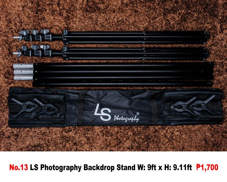 Backdrop stand (Category: Lighting & Studio Equipment) located in Pasig City. Submitted by lee025 (Listing ID 1152177643, Image 2). Description: Lahat po ng item ay brandnew at store pull-out kaya expect na may konti dent or scratch pero good po un item. AVAILABLE: 16, 17, 18 No.11 Shenghui Backdrop Stand W: 6ft x H: 6.11ft No.12 Emart Backdrop Stand W: 6.10ft x H: 9.11ft No.13 LS Photography Backdrop Stand W: 9ft x H: 9.11ft No.14 Emart Backdrop