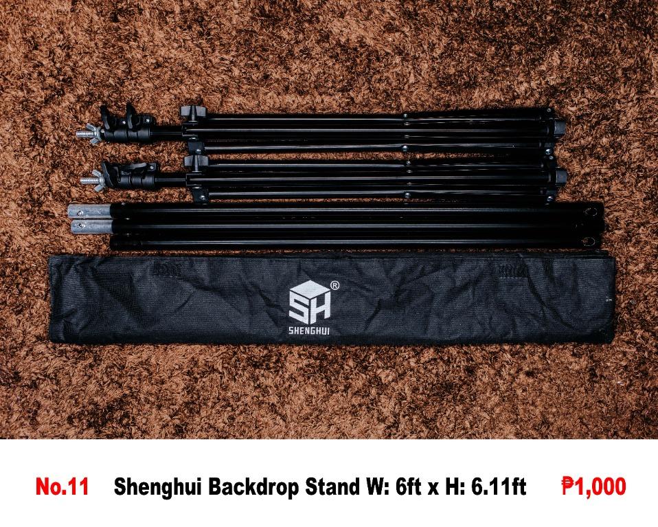 Backdrop stand (Category: Lighting & Studio Equipment) located in Pasig City. Submitted by lee025 (Listing ID 1152177643, Image 1). Description: Lahat po ng item ay brandnew at store pull-out kaya expect na may konti dent or scratch pero good po un item. AVAILABLE: 16, 17, 18 No.11 Shenghui Backdrop Stand W: 6ft x H: 6.11ft No.12 Emart Backdrop Stand W: 6.10ft x H: 9.11ft No.13 LS Photography Backdrop Stand W: 9ft x H: 9.11ft No.14 Emart Backdrop