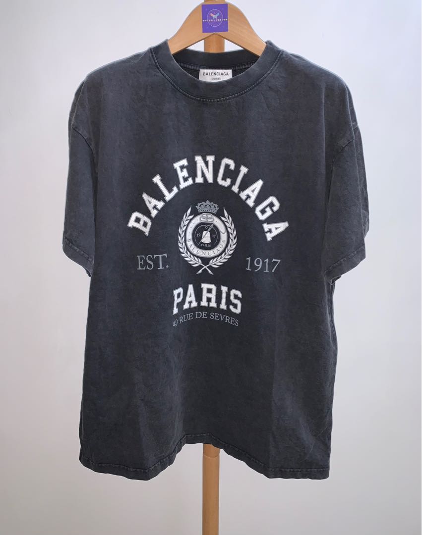 Balenciaga 1917 Paris Washed Black Tee, Men's Fashion, Tops & Sets ...