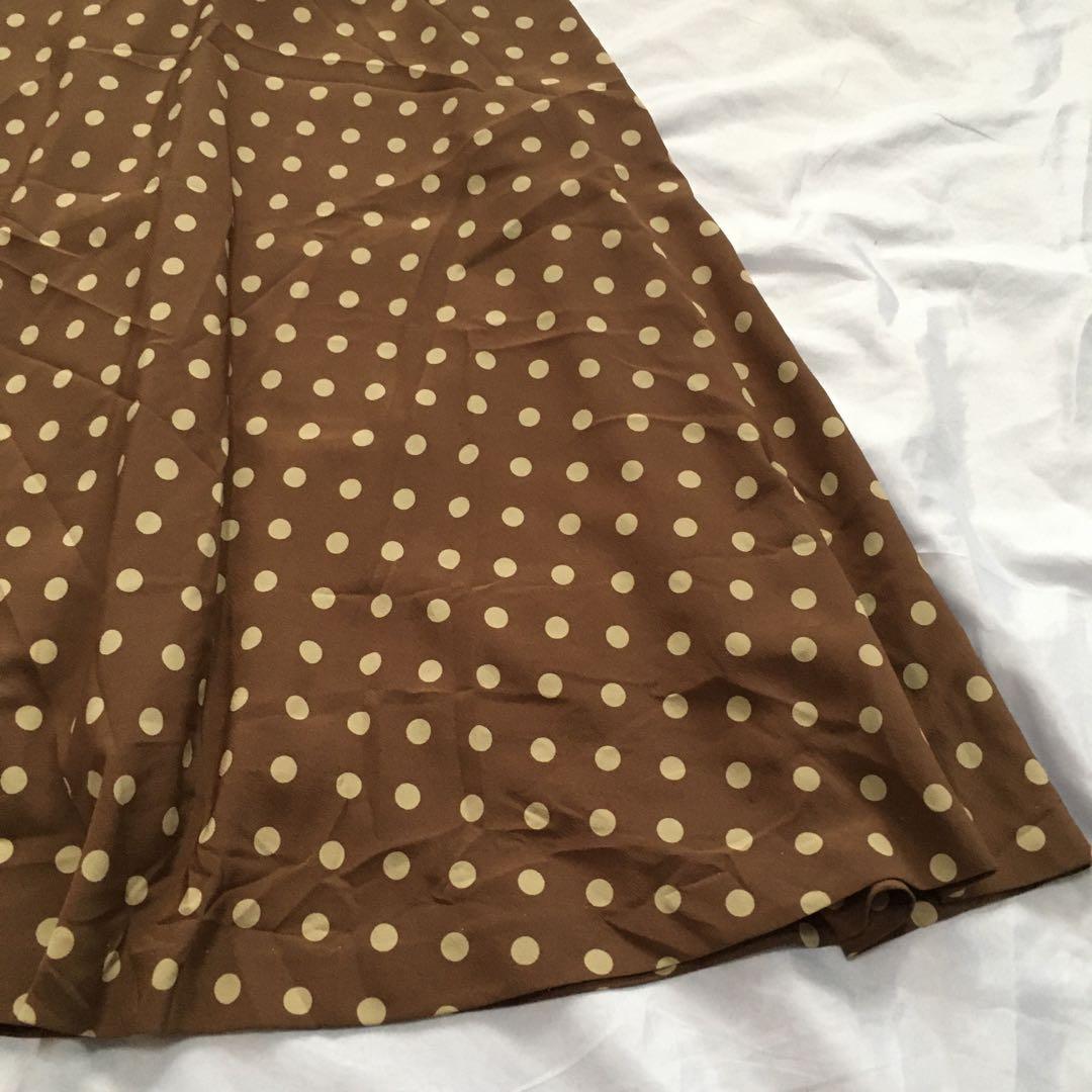 Brown Polka Dot Maxi Skirt, Women's 