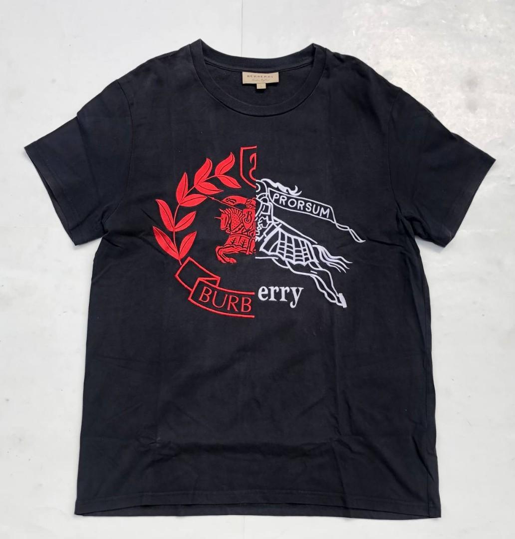 Burberry Split Logo Embroidered tee Luxury Apparel on Carousell