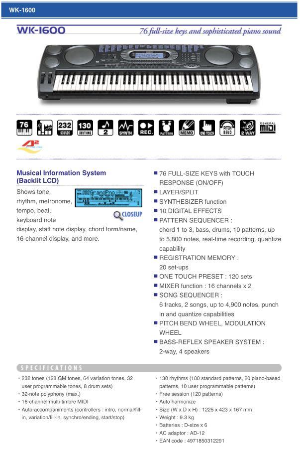 Casio wk clearance 1600 retail price
