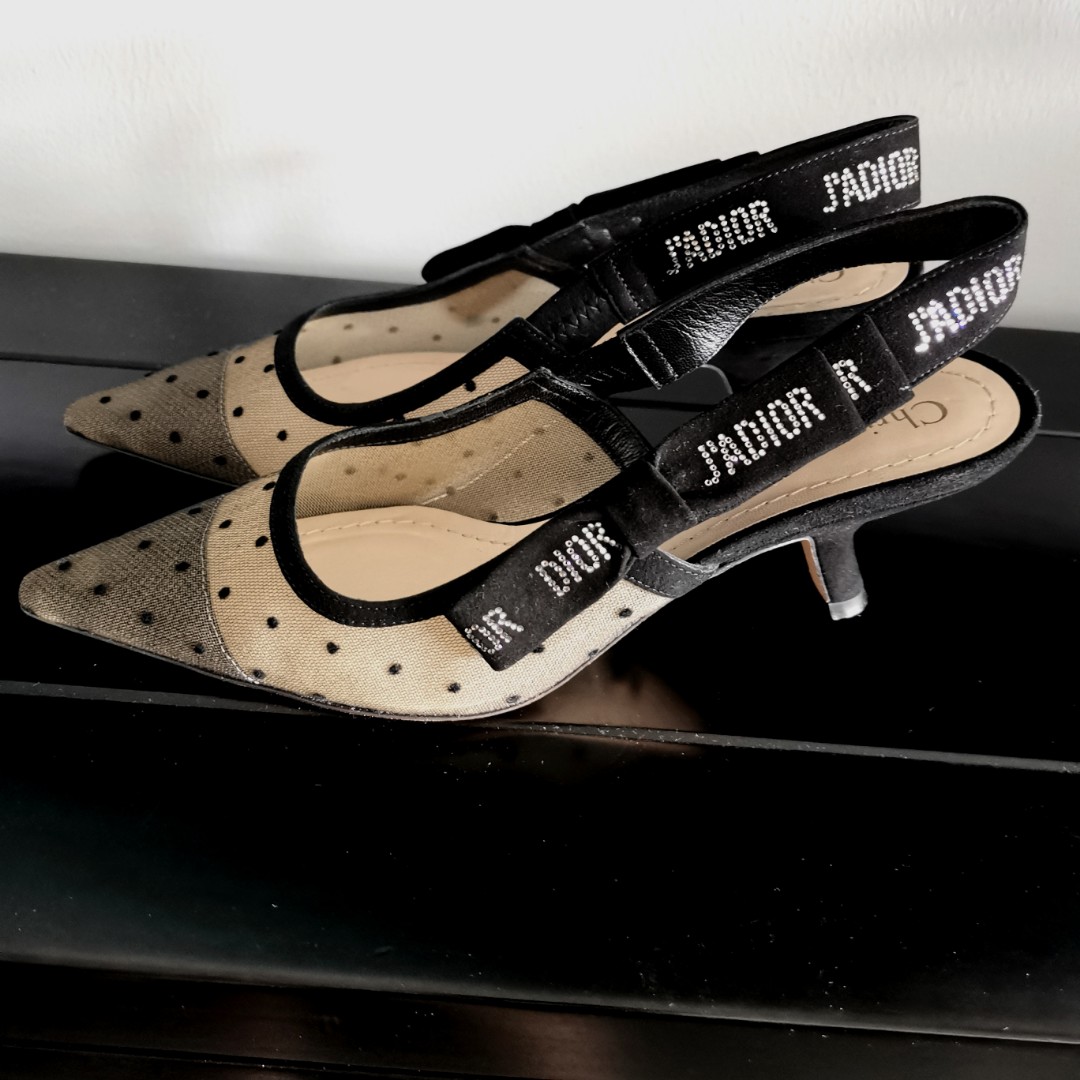 dior polka dot heels