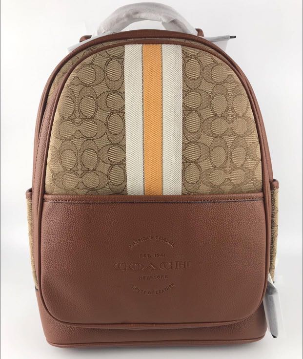 Coach Thompson Backpack in Signature Jacquard w/ Varsity Stripe (Brown ...