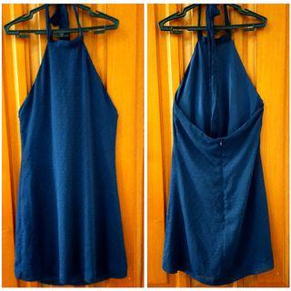 Dark blue Backless Dress - Mango
