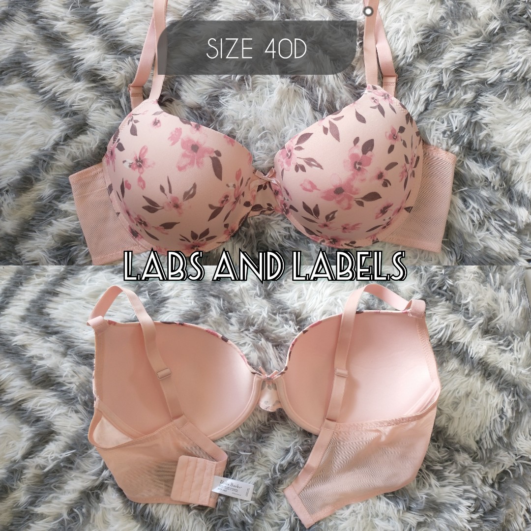 Soutien-gorge Delta Burke 36D Noir à Fleurs, Armatures, Bon état – Taille D