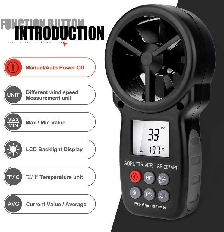 Digital Bluetooth Anemometer Handheld, AP007APP Wireless Anemometer