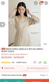 Dress korea arqelclo khaki cream duyung