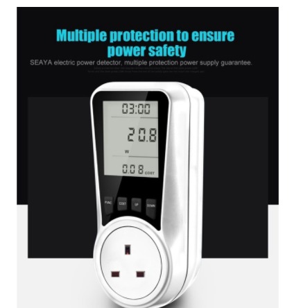 , AC power meter 220v digital wattmeter energy monitor electricity consumption 