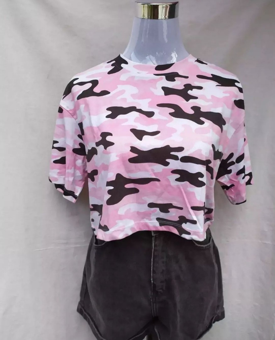 FB sister pink camouflage crop top 