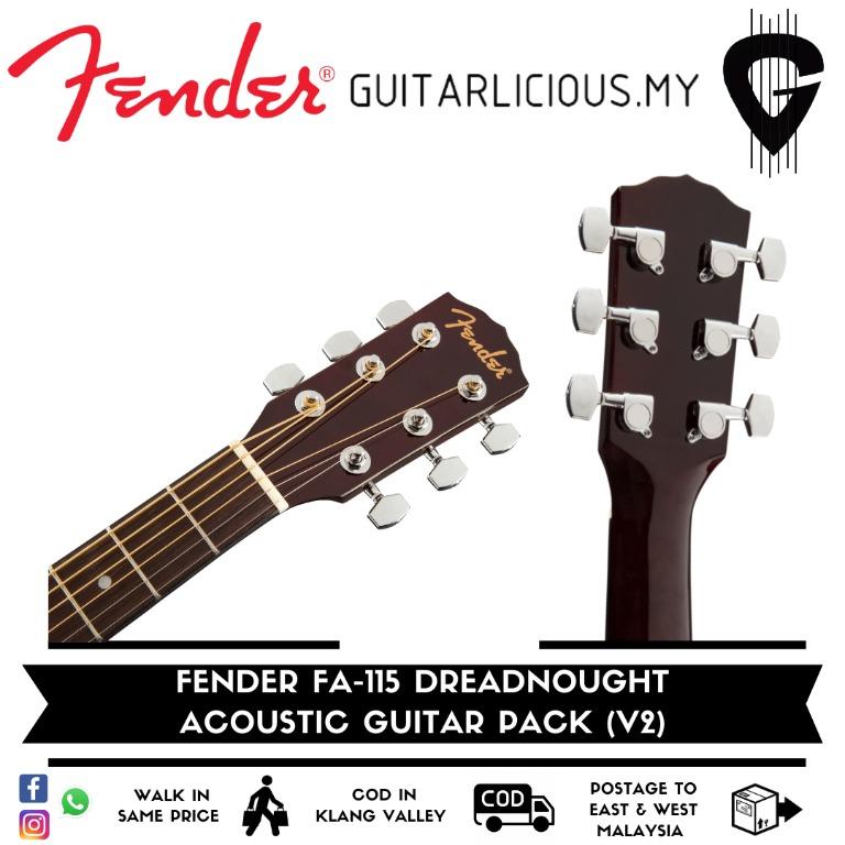 Natural　(F03-097-1210-721),　Pack　Musical　Toys,　FENDER　on　Dreadnought　FB,　Carousell　FA-115　Music　Guitar　Media,　FA115　Acoustic　Hobbies　V2,　Walnut　Instruments