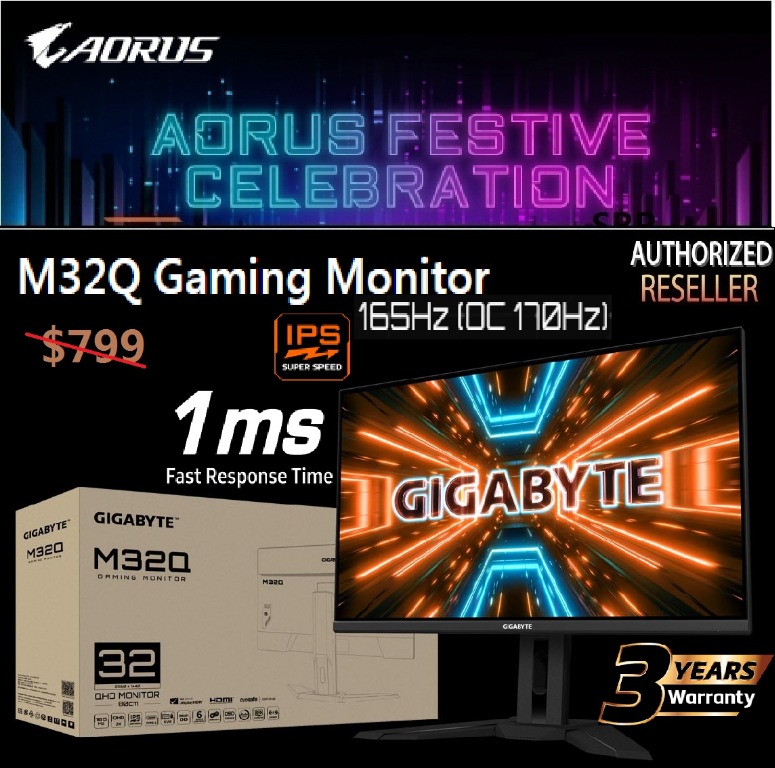 Gigabyte M32Q / M32Q-EK 31.5 Inch SS IPS QHD (2560 x 1440) 165Hz[OC ...