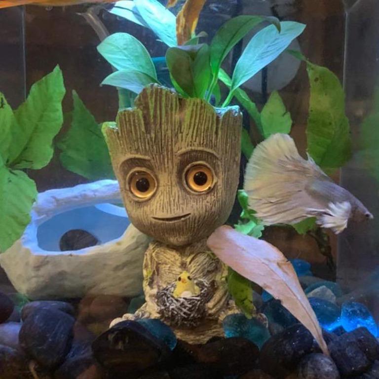 Groot ornament Display for Aquarium Tanks with Bubble Effects