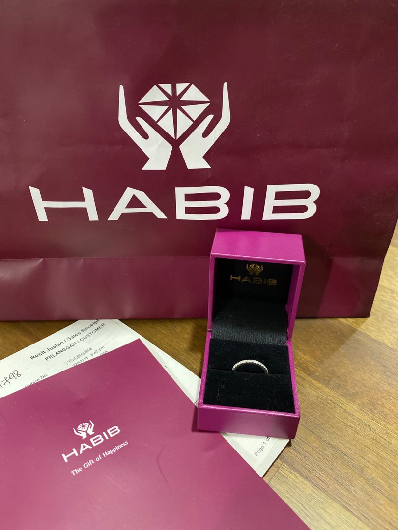Habib Jewel White Gold Diamond Ring Box Receipt Paper Bag