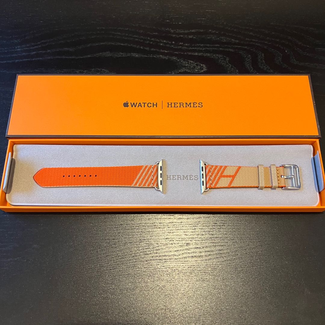 Hermes Orange Apple Watch Jumping Nylon Band 45mm Series 7, Luxury