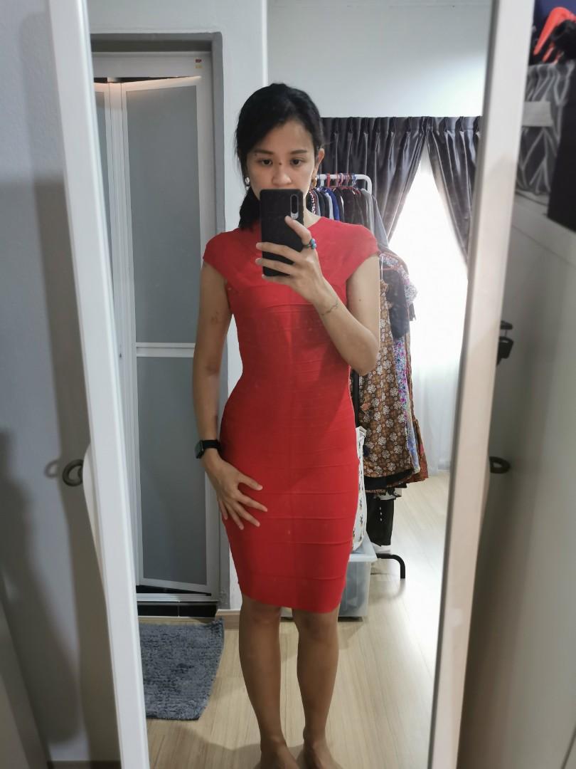 Herve leger bodycon red dress