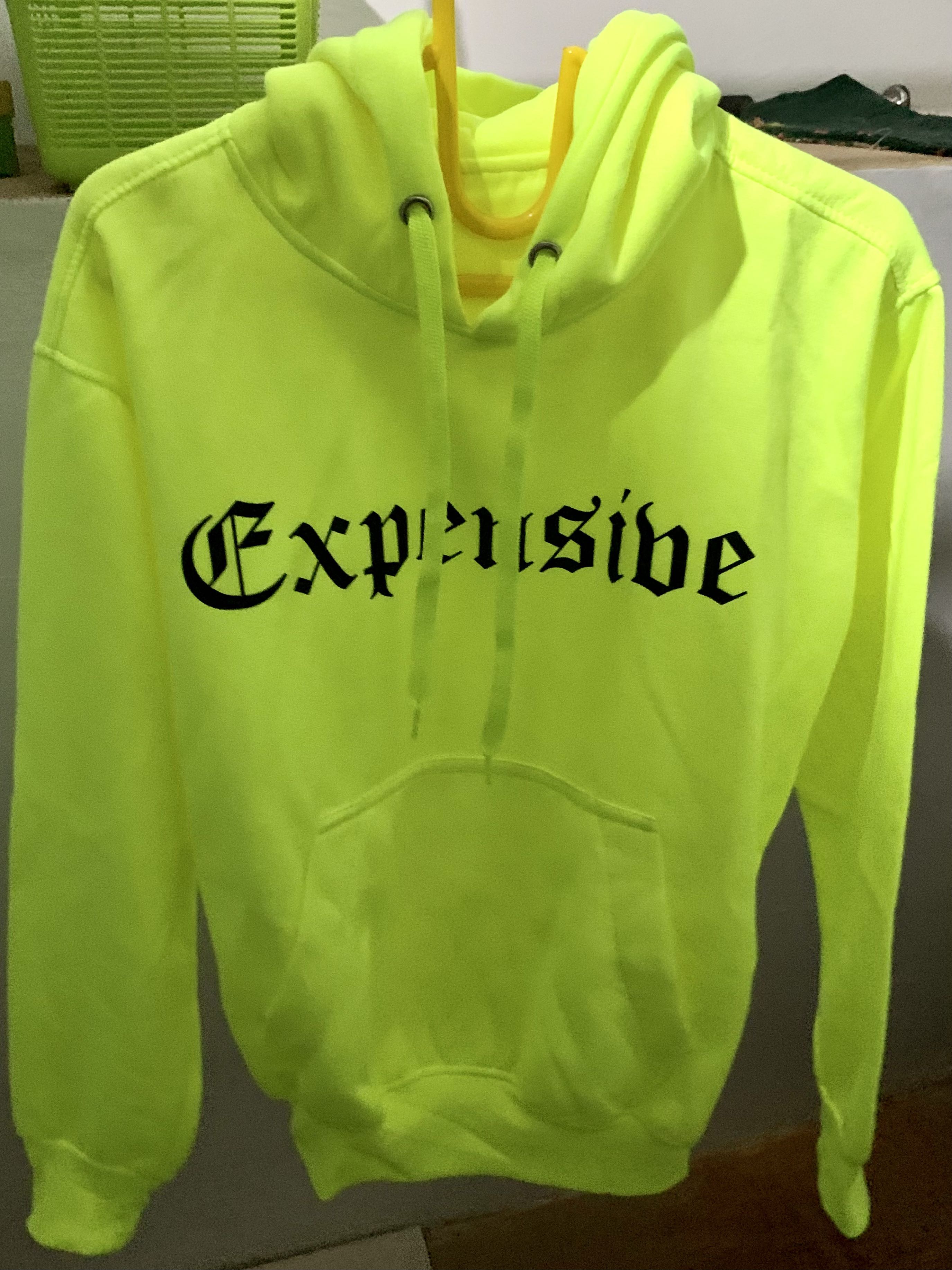 Hoodie Neon Hijau Stabilo Expensive Fesyen Pria Pakaian