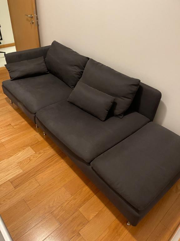 Ikea Soderhamn sofa set with corner and chaise lounge, pillows, and