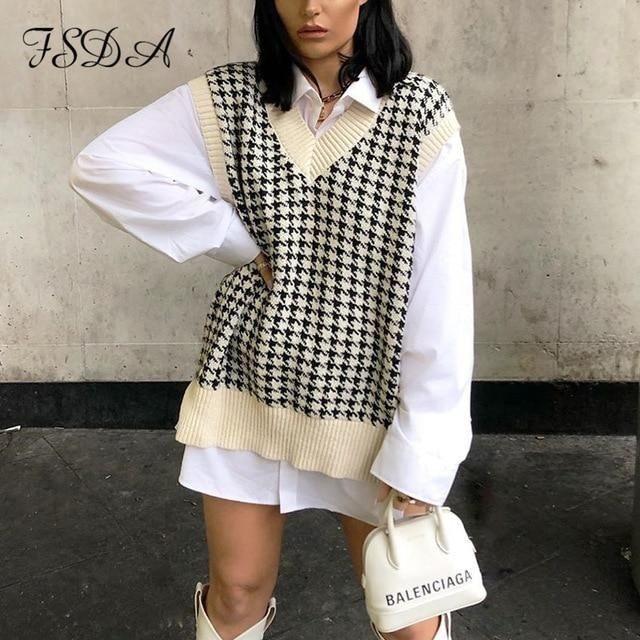 INSTOCK SHEIN HOUNDSTOOTH VEST, Women's 