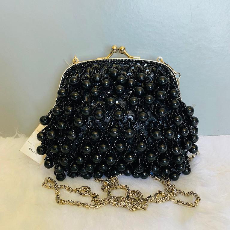 Black beaded evening purse shop