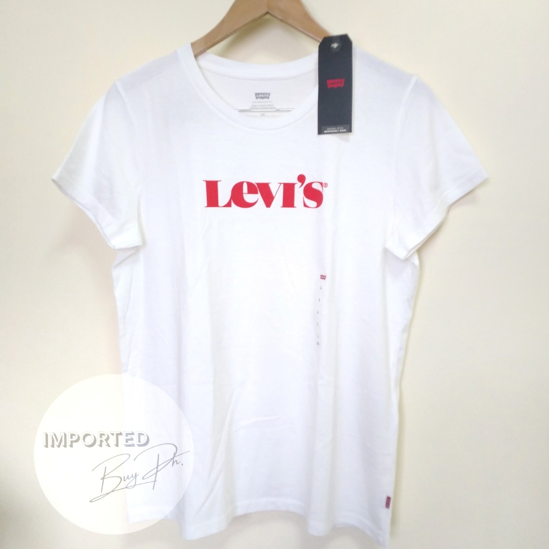 Levi's White Red Logo Womens T-Shirt, Women's Fashion, Tops, Shirts on  Carousell
