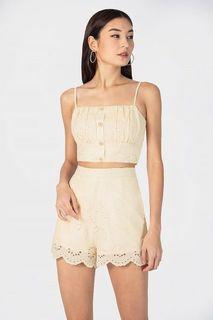 Lovet Madelyn Button Eyelet Top (Peach Cream)