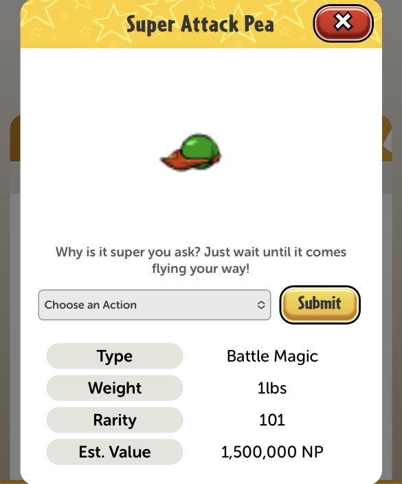 Neopets Super Attack Pea Neopoints Items Stamps Video Gaming Gaming Accessories In Game Products On Carousell
