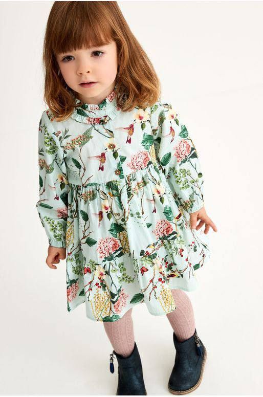 UK Mint Green Floral Print Tiered Dress 