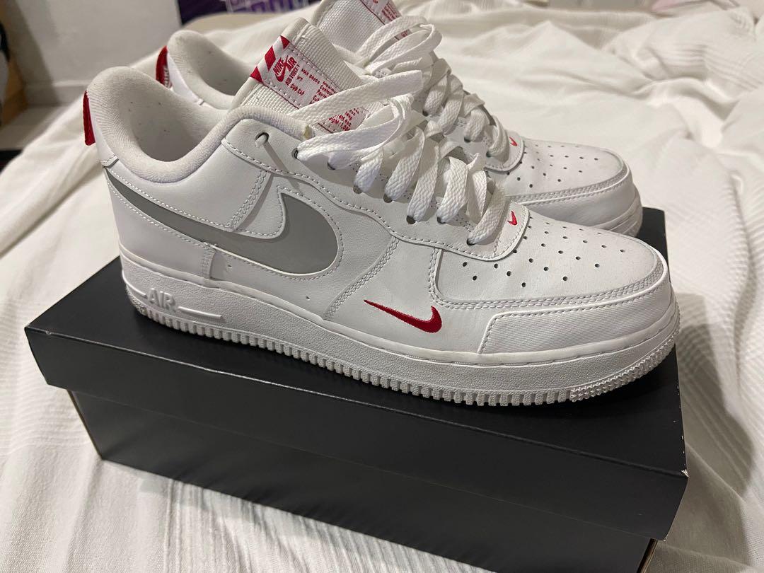 white and red air force 1 jd