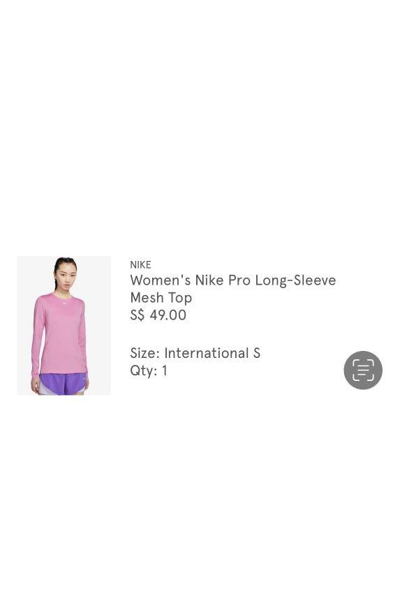 Nike pro women s mesh longsleeve training top pink Women s