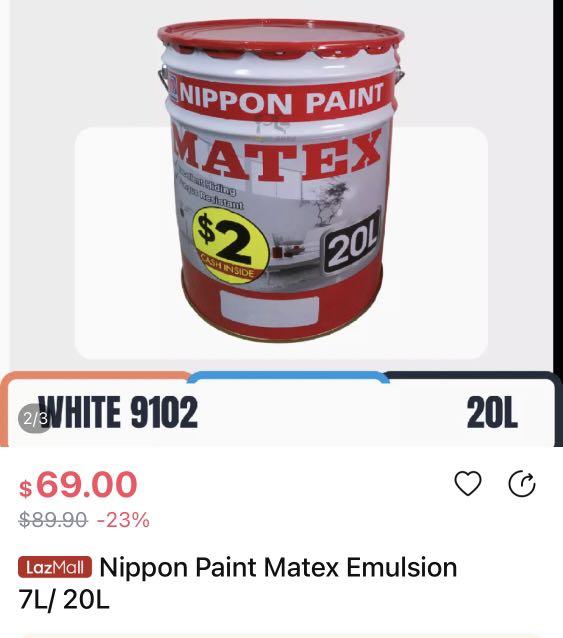 Nippon Paint Apple White 9102, Everything Else on Carousell