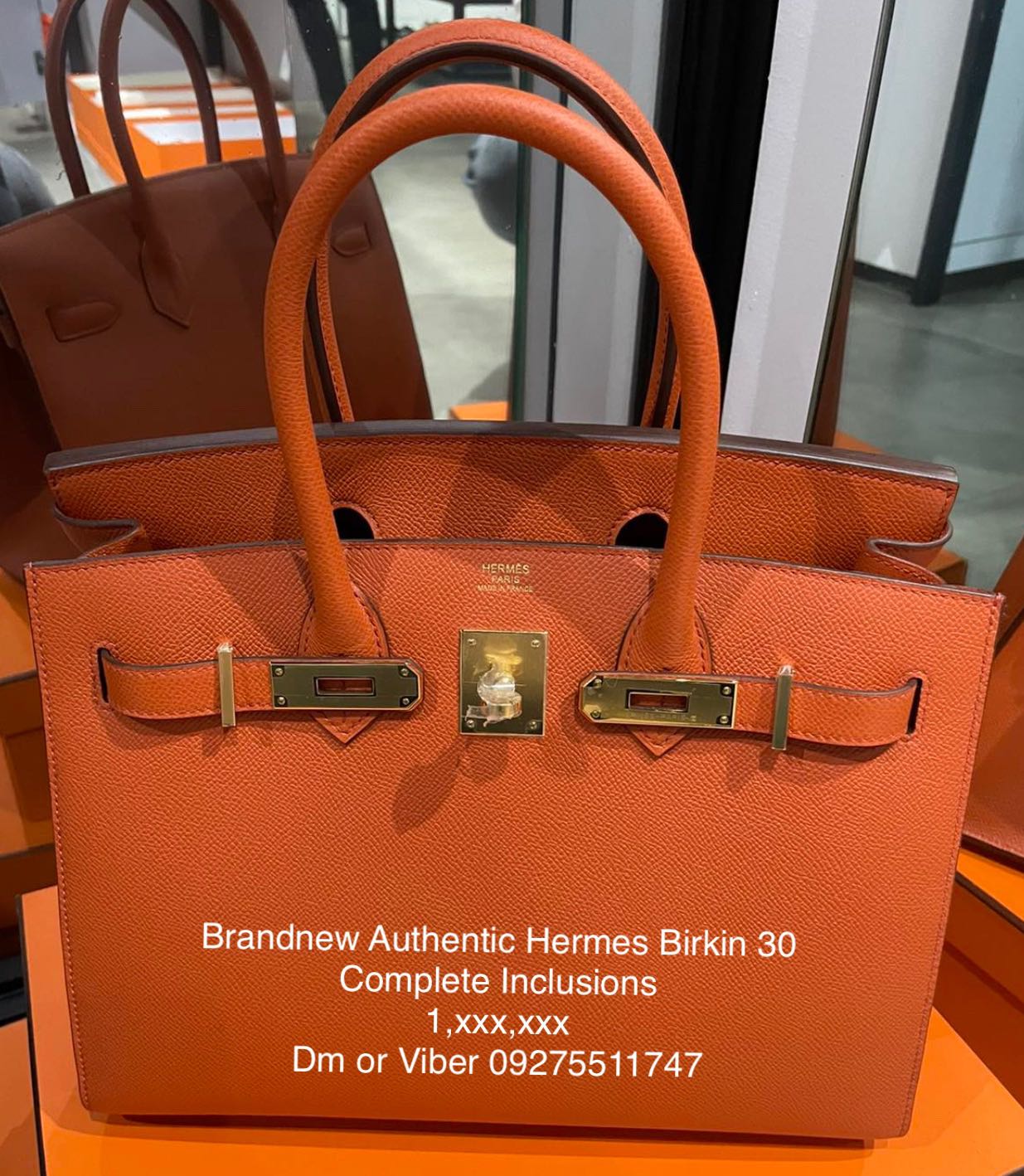 Hermès Orange Swift Leather Birkin 30