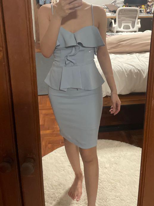 Baby blue peplum online dress
