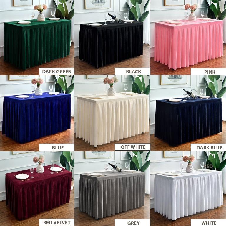 Premium Velvet Fabric Table Skirting, Furniture & Home Living