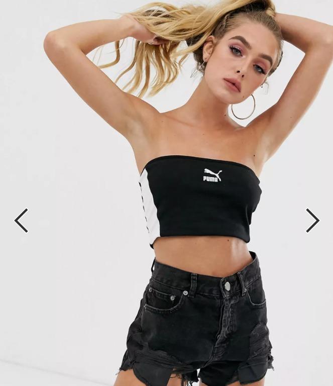 puma bandeau tube top in black