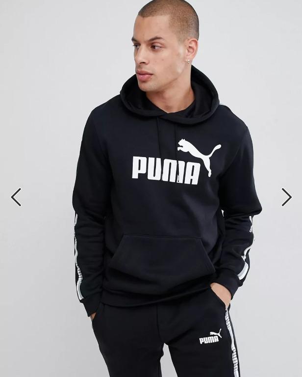Puma taped on sale hoodie in black