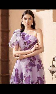 Purple floral floor length dress