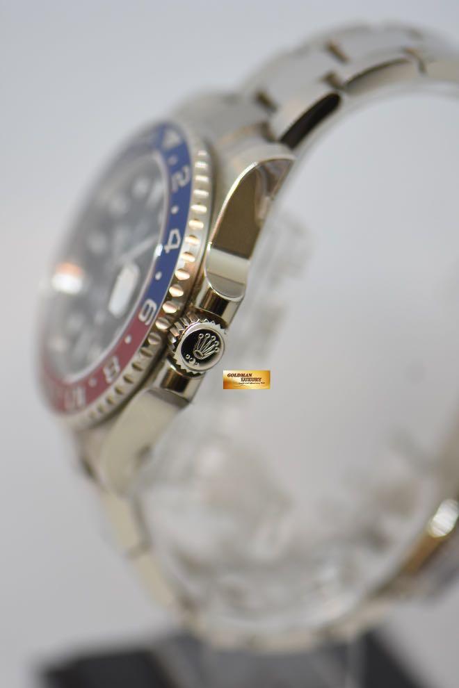 ROLEX OYSTER GMT-MASTER II “PEPSI” 40mm FIRST GMT IN WHITE GOLD IN OYSTER BRACELET BLACK DIAL RED / BLUE CERAMIC BEZEL 116719BLRO (NOS) (Category: Watches) located in Singapore. Submitted by goldmanluxury (Listing ID 1152095173, Image 2). Description: Item No : GML3262 DESCRIPTION : Rolex Oyster GMT-Master II 40mm First GMT in White Gold Bracelet Black Dial. Ref: 116719BLRO, S/N: “AN” Series. DIAL : Black Dial, Applied Blue Chromalight markers, S