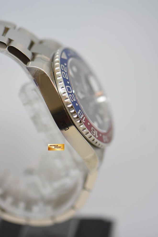 ROLEX OYSTER GMT-MASTER II “PEPSI” 40mm FIRST GMT IN WHITE GOLD IN OYSTER BRACELET BLACK DIAL RED / BLUE CERAMIC BEZEL 116719BLRO (NOS) (Category: Watches) located in Singapore. Submitted by goldmanluxury (Listing ID 1152095173, Image 3). Description: Item No : GML3262 DESCRIPTION : Rolex Oyster GMT-Master II 40mm First GMT in White Gold Bracelet Black Dial. Ref: 116719BLRO, S/N: “AN” Series. DIAL : Black Dial, Applied Blue Chromalight markers, S