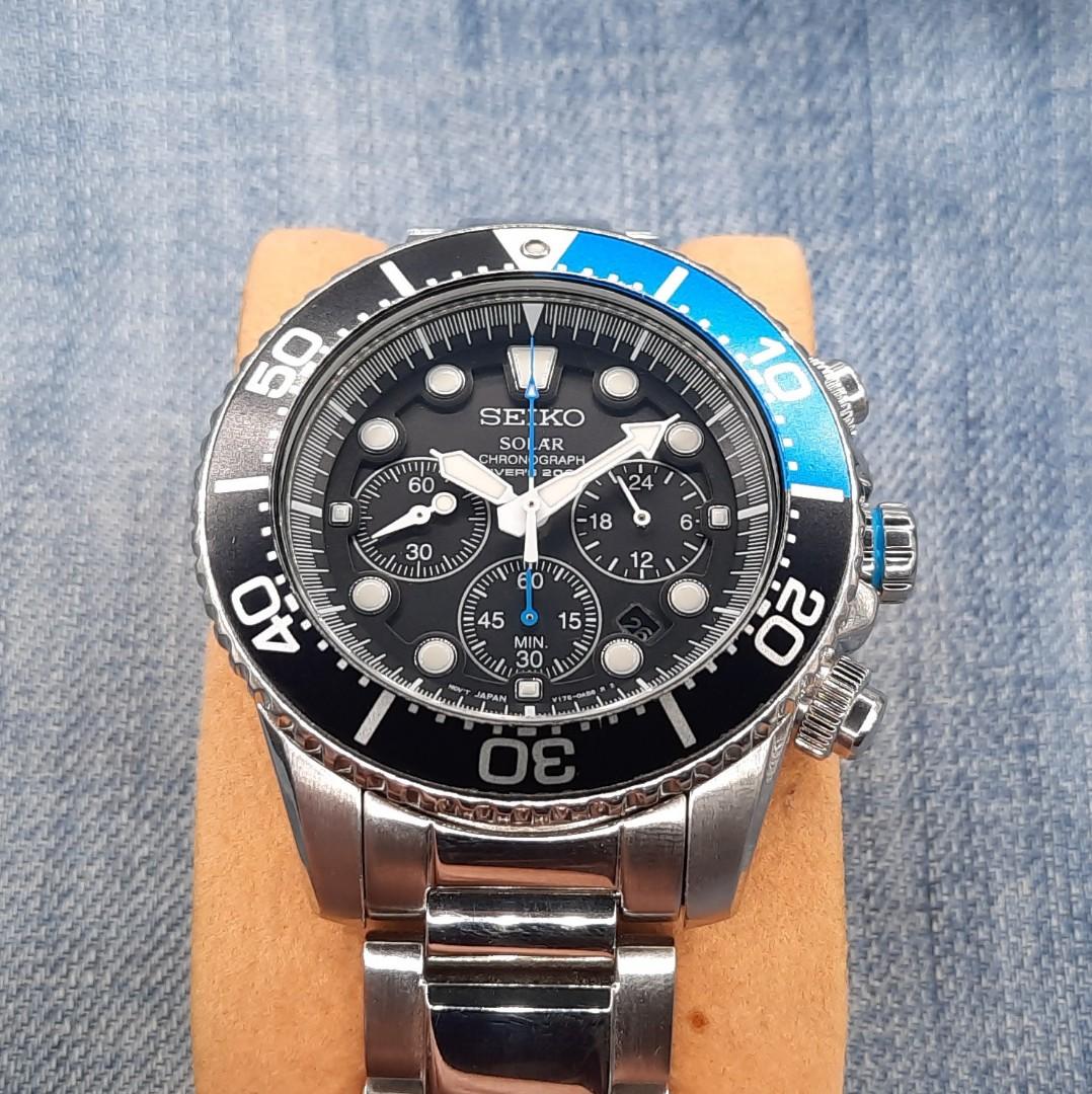 Seiko Solar V175-0AD0 Diver's 200 Meters Chronograph Quartz Men's Watch ...