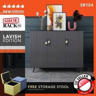 [FULLY ASSEMBLED] SR-104 Grey LAVISH Edition Shoe Rack / Shoe Cabinet / Shoe Shelves